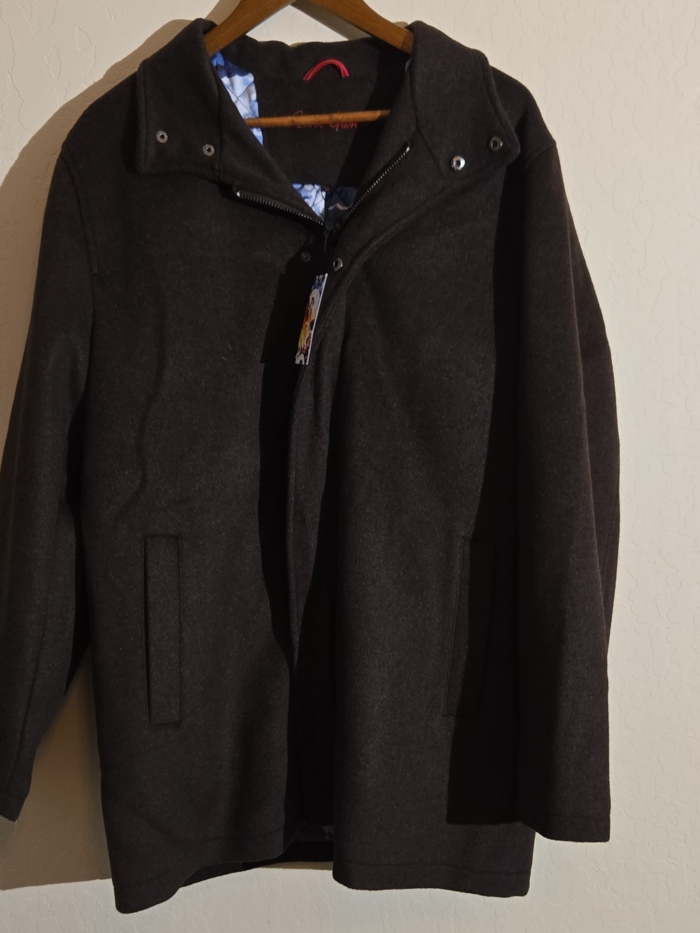 Robert Graham Men's Dark Gray Hooded Wool-Blend Coat NWT